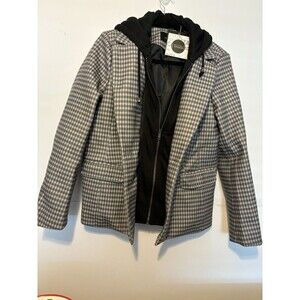 Vintage approved vegan Hoodie Jacket XL lgt blue/white checks